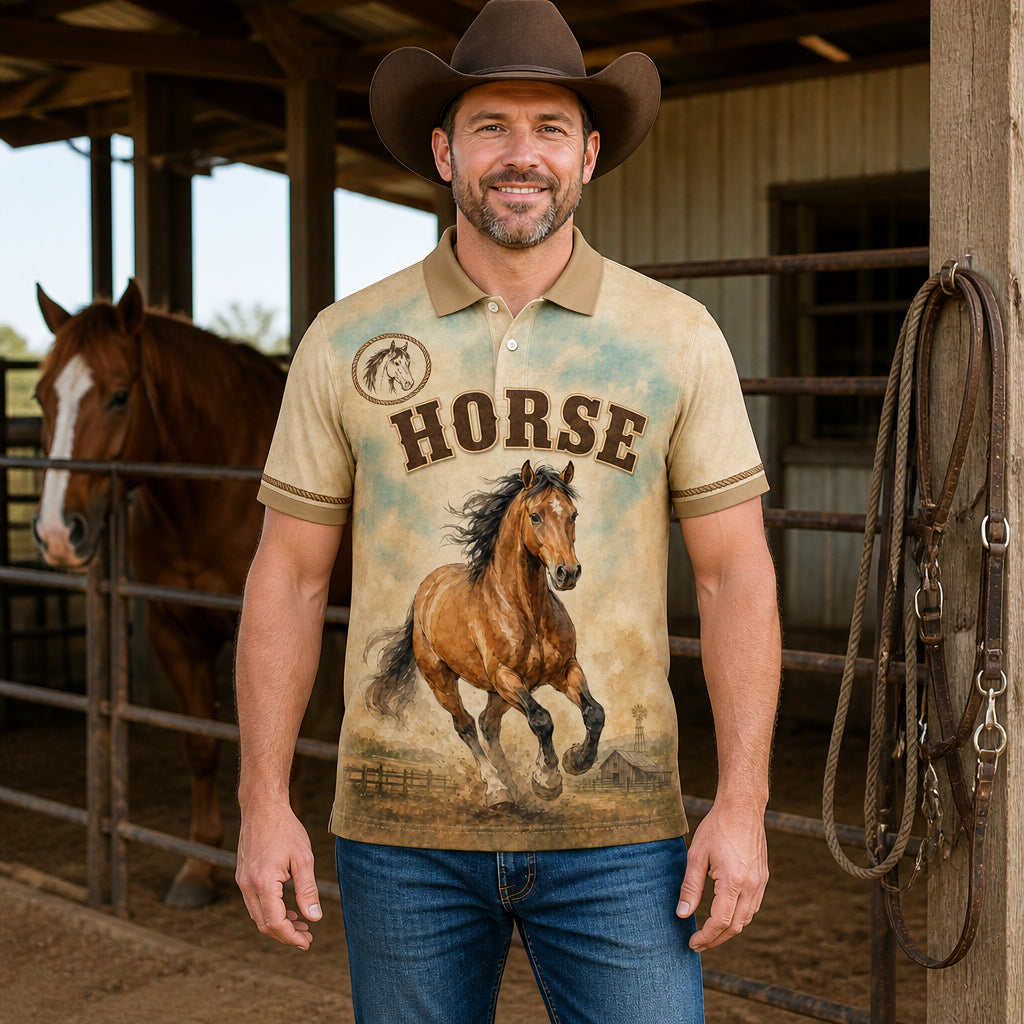 Rustic Ranch Horse AOP Polo - Polo shirt - All over printed 7abb8ed5-cc59-4e63-bd64-3b36857ab9be.jpg