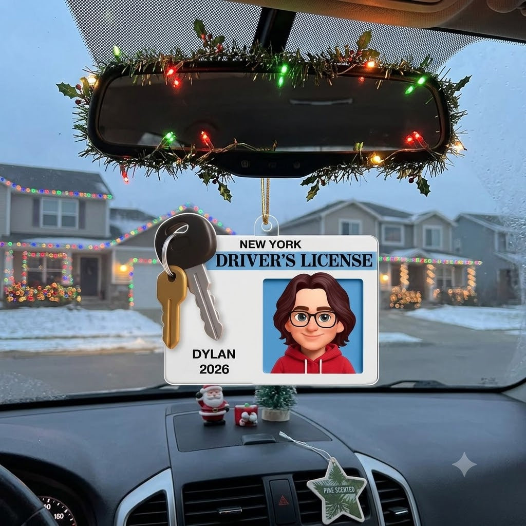 Driver's License 3D Effect - Personalized Acrylic Ornament - Christmas Gift For New Drivers, Teen Boy Teen Girl