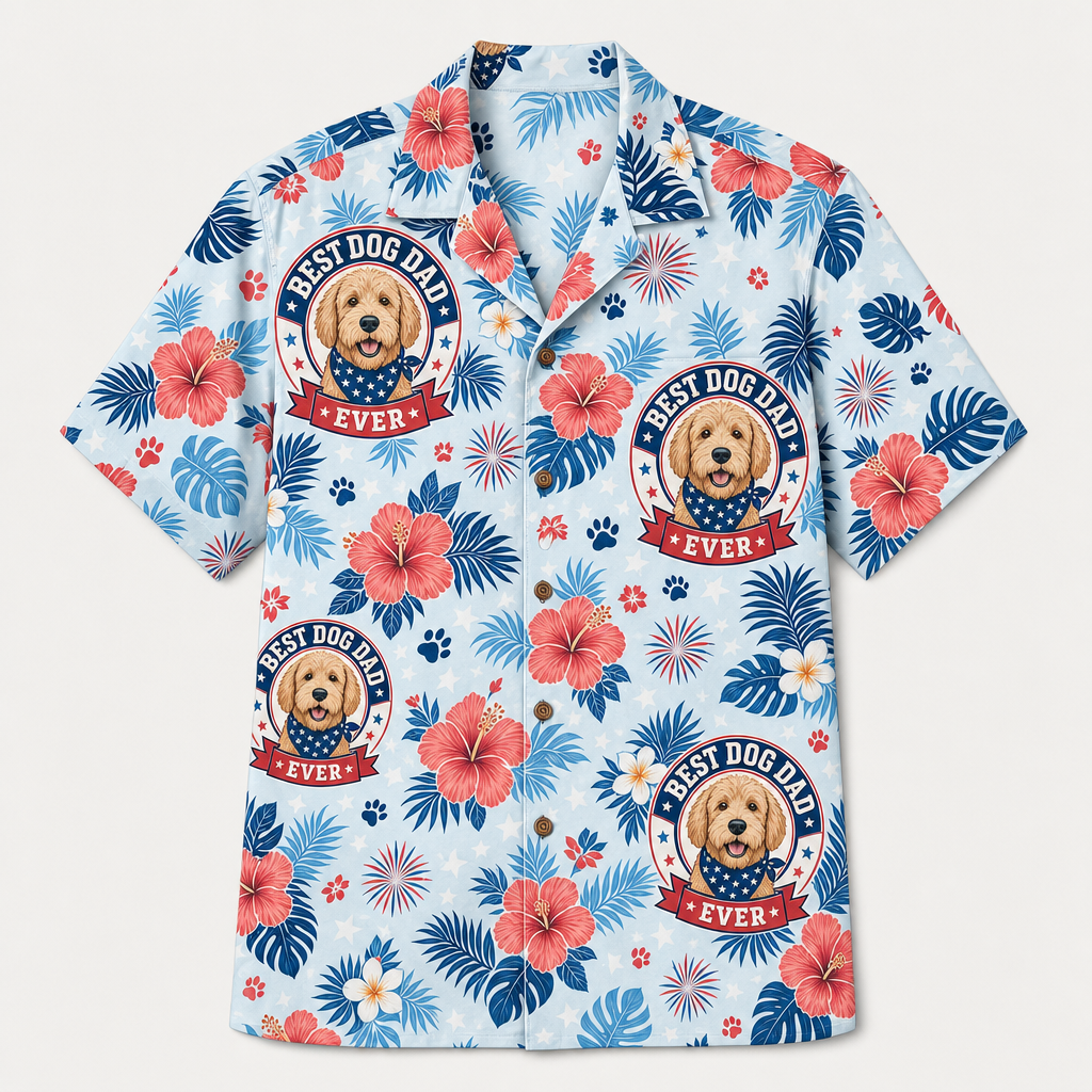 Patriotic Best Dog Dad Aloha Shirt - Hero