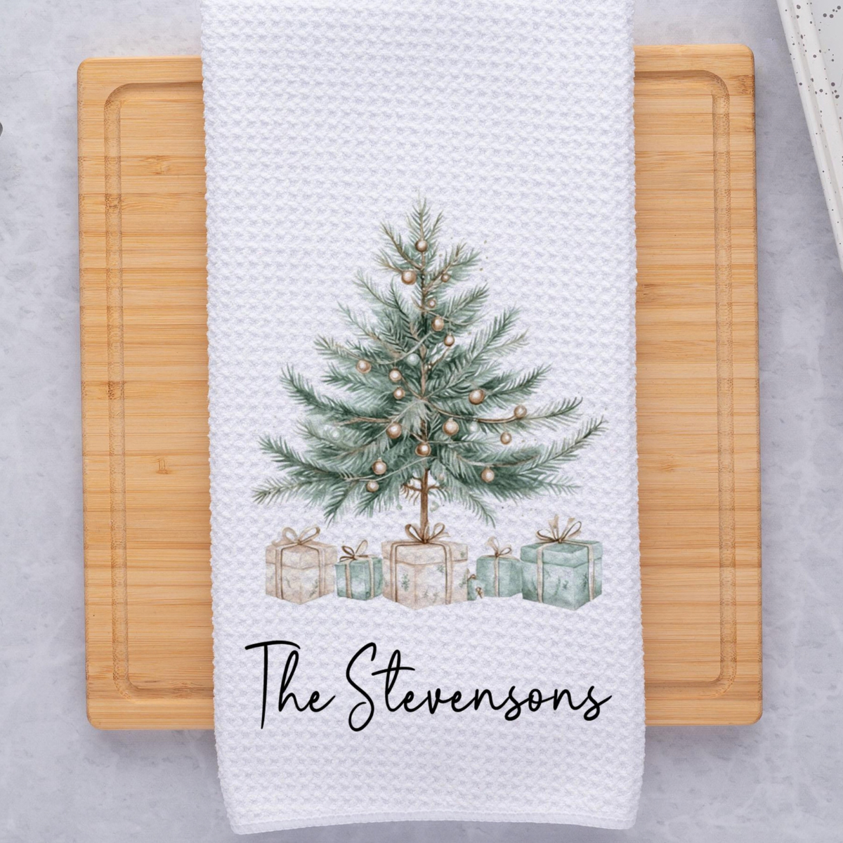 Personalized Christmas Tree Towel, Merry Christmas Waffle Weave Dish Towel, Holiday Tea Towel Kitchen Decoration, Gift for Newlyweds 7b50b5b7-1ee1-445e-bfe0-33c3077d894d-8.png