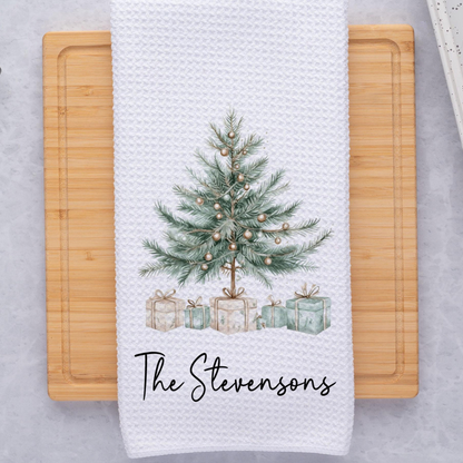 Personalized Christmas Tree Towel, Merry Christmas Waffle Weave Dish Towel, Holiday Tea Towel Kitchen Decoration, Gift for Newlyweds 7b50b5b7-1ee1-445e-bfe0-33c3077d894d-8.png