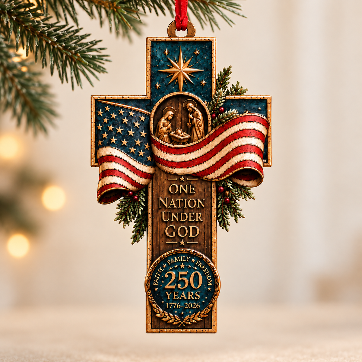 Faith Family Freedom Patriotic Cross Ornament, American Flag 2D Wooden Christmas Decor, One Nation Under God Gift 7b5196c7-37ac-4b4e-a5f4-8fc610c8f843--treo-Noel-Hoa-K-250-n-m-2.png