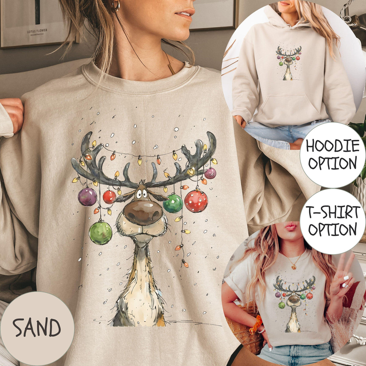 Vintage Reindeer Christmas Sweatshirt, Cute Festive T-shirt, Retro Reindeer Shirt, Merry Christmas Hoodie, Xmas Gift For Her & Him Tee 7b52881d-09dc-4f0e-a2e5-eb9983562420-2.jpg