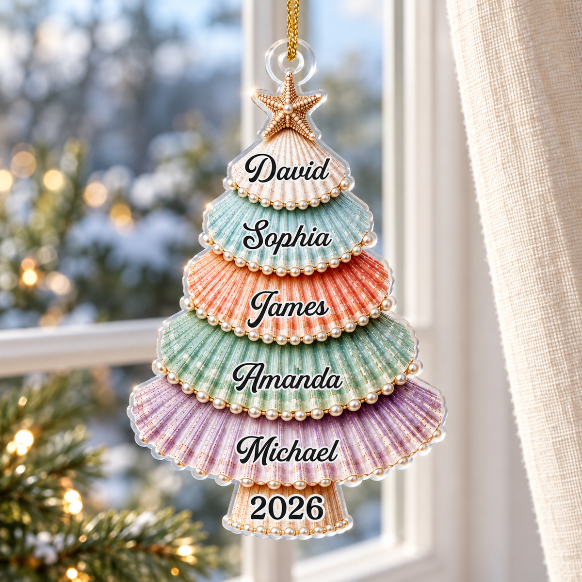 Custom Shell Acrylic Ornament - Personalized Christmas Birthday Gifts For Mom, Dad, Brother, Sister - Gathered With Grateful Hearts 7b6c42b7-c544-4f94-9b2d-2037fc60a339-banner-1.png