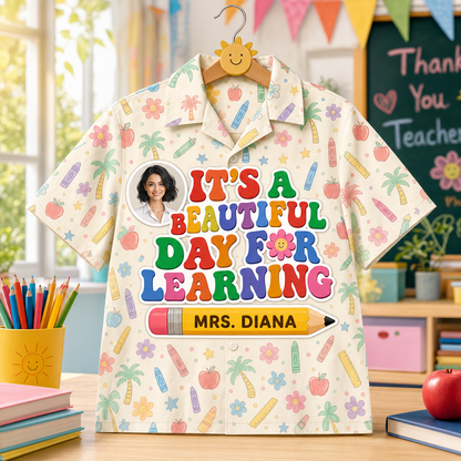 Beautiful Day for Learning – Teacher Photo & Name Kids Hawaiian Shirt - Personalized Hawaiian Kids Shirt - AOP 7b7fefe3-45d6-4516-a7ab-993399f7bed5.png