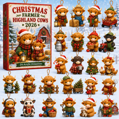 Christmas Highland Cow Farmer Advent Calendar 2026 - 24-Day Festive Countdown, Acrylic Charms Blind Box - Gift For Highland Cow Lovers 7d17f1b3-d9e6-40b6-89cf-fdc3c03ccdb0-highland-cow-box-charms.png