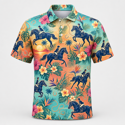 Sunset Tropics Horse Pattern AOP Polo - Polo shirt - All over printed 7d252383-963d-4073-a74b-9afbb6e3a41f.png