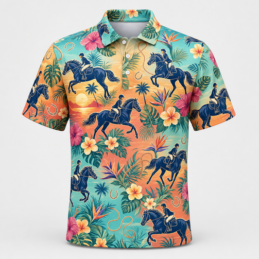 Sunset Tropics Horse Pattern AOP Polo - Polo shirt - All over printed 7d252383-963d-4073-a74b-9afbb6e3a41f.png