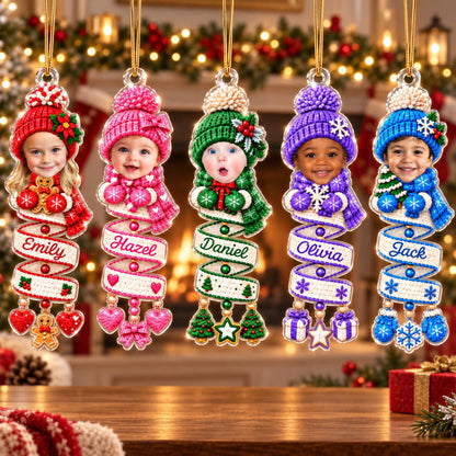 Personalized Baby Face Photo Spiral Ornament, Custom Name Snowman Acrylic Ornament, 2D Flat Faux Spiral Christmas Tree Decor, Christmas Gift 7e23836e-128a-4541-9f06-cb836dc7e159-8.jpg