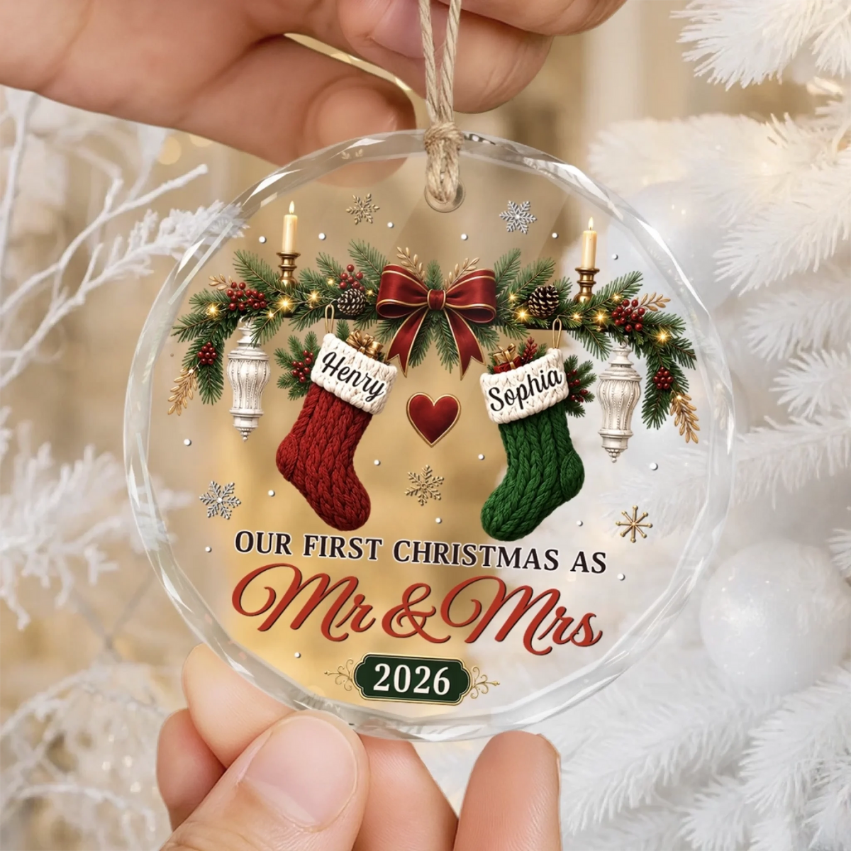 Custom First Christmas Circle Glass Ornament - Personalized Anniversary Christmas Wedding Gifts For Husband And Wife, Him And Her - Love Hanging On Tree 7ed3d710-95ba-44a0-801e-9a8e501d1ed7-banner-4.png