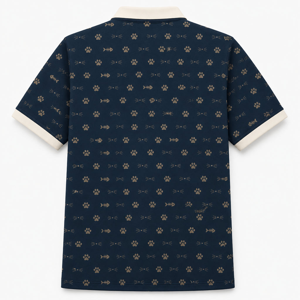 Custom Cat Photo Crest Polo — AOP - Back view