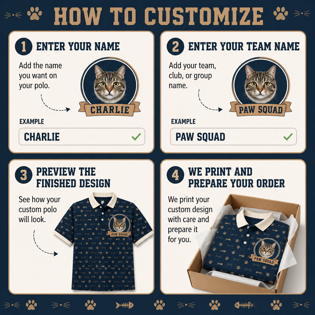 Custom Cat Photo Crest Polo — AOP - How to customize