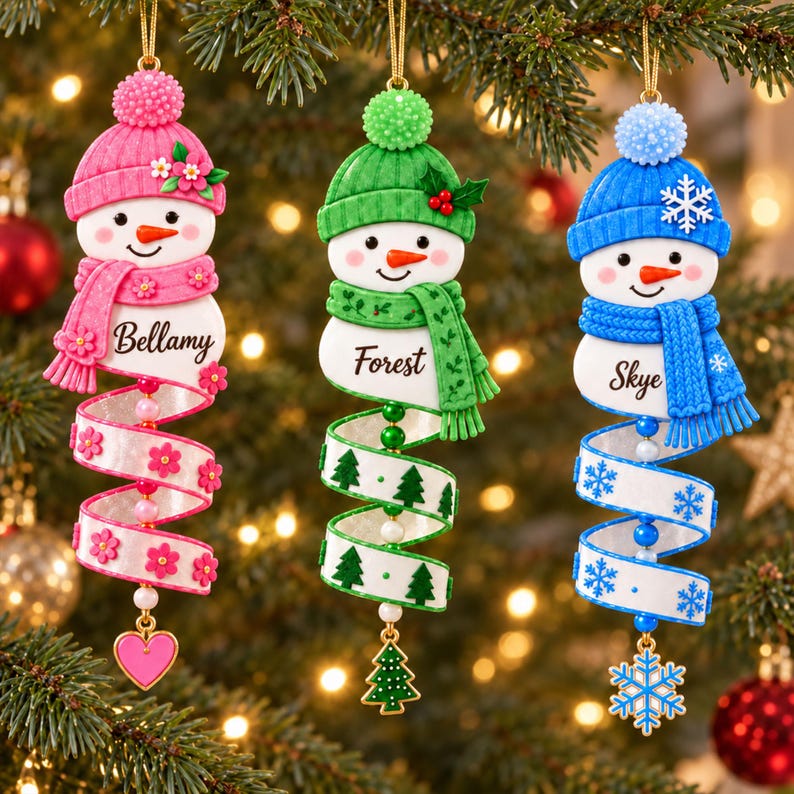 Christmas Snowman Spiral Ornament, Custom Name Snowman Acrylic Ornament, Christmas Tree Decor, Santa Snowman, 2026 Christmas Keepsake, Gift For Kid 7f96de6b-ad1f-45e4-b9ba-a051090ef743-ui9.jpg