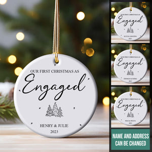 1st Christmas Engaged Christmas Cone Trees - Personalized Ornament - Christmas Gift 80.1.jpg
