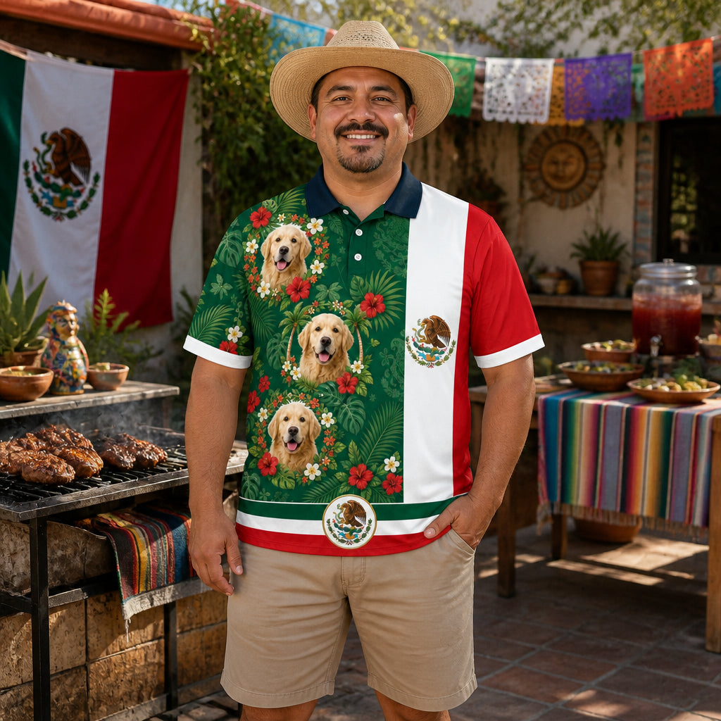 Custom Photo Mexican Flag Tropical Hawaiian Shirt - Lifestyle 1