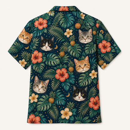 Tropical Cats Night Hawaiian Shirt - Back view