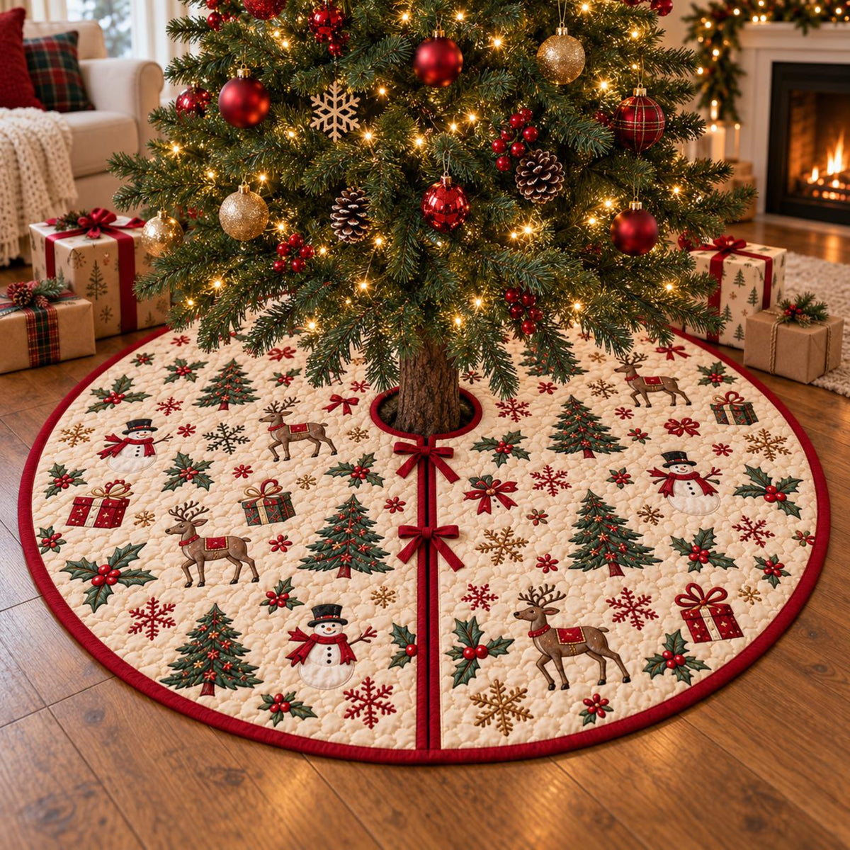 Vintage Nutcracker Quilted Christmas Tree Skirt, Festive Holiday Floor Mat 80a9e717-8002-495b-b1fe-7bbe7cedacf5-4.jpg