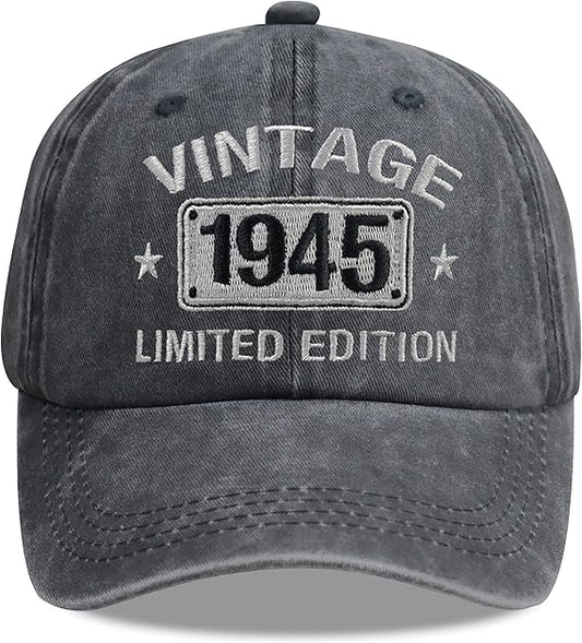 80th Birthday Gifts for Men Women Hats Vintage 1945 Blue Baseball Cap Personalized Embroidery cap for Grandpa Gift For Father Vintage 1645 1955 1965 1975 812RHuA5RhL._AC_SX569.jpg