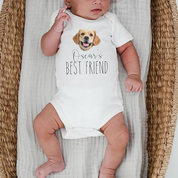New Friends Custom Baby Bodysuit with Pet Portrait, Pregnancy Annoucement Gift, New Best Friend Onesie, Baby Gifts, Custom Dog and Cat Breeds, Toddler Baby Boy Girl Bodysuit 816SqdGbVzL._AC_SX569.jpg