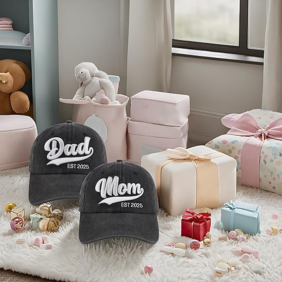 Mom and Dad EST 2025 Hat, Embroidered Adjustable Cotton New Parents Gifts Baseball Cap 81B5-_SYSeL._AC_SX569.jpg