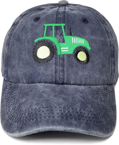 Embroidered Farm Tractor Hats for Boys Girls