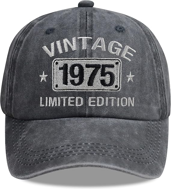 50th Birthday Gifts for Men Women Hats Vintage 1975 Blue Baseball Cap Personalized Embroidery cap for Grandpa Gift For Father 81NVxF9EZbL._AC_SX569.jpg