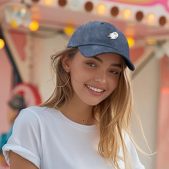 Ghost Embroidered Mens Womens Cotton Dad Hat Baseball Cap Adjustable