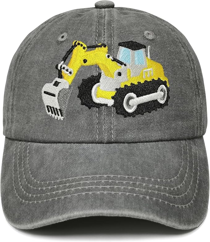 Embroidered Excavator Baseball Hats for Girls Boys