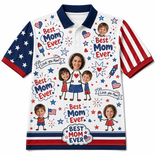 Best Mom Ever Patriotic Photo Polo - Hero
