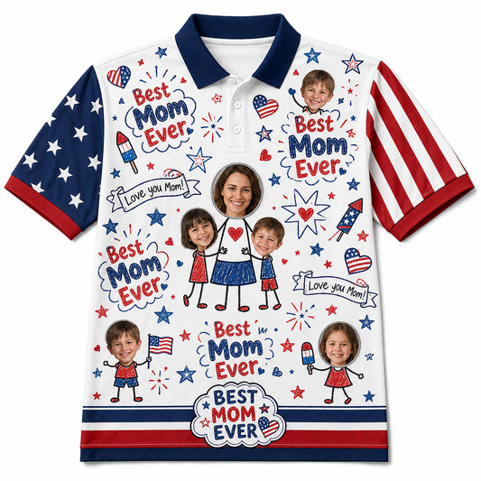 Best Mom Ever Patriotic Photo Polo - Hero