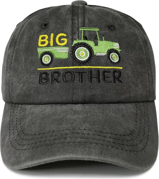 Embroidered Farm Tractor - Big Brother Baseball Hats for Girls Boys