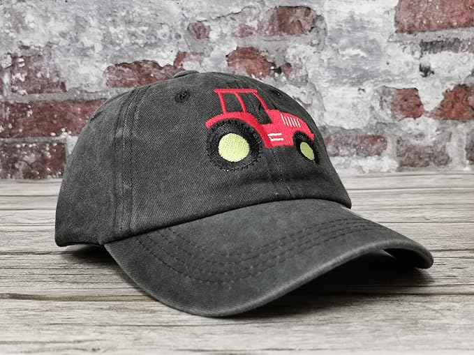 Embroidered Farm Tractor Hats for Boys Girls
