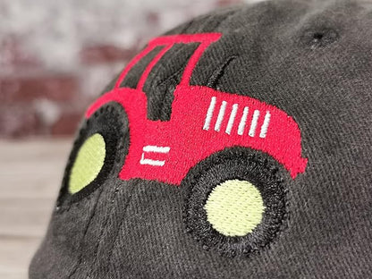 Embroidered Farm Tractor Hats for Boys Girls