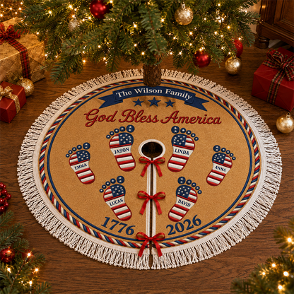 Personalised Family Name Gifts - Christmas Family Tree Skirt - Merry Christmas Tree Skirt 250 Years Of Freedom 81e05f0d-a210-4202-a4cd-375cac772ce0-2.png