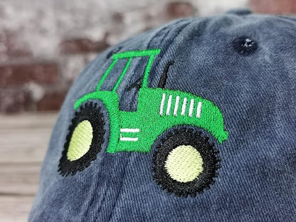 Embroidered Farm Tractor Hats for Boys Girls