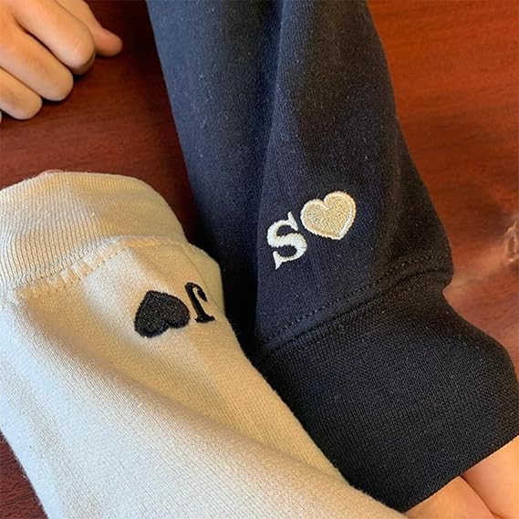 Custom Embroidered Perfect Piece and Roman Numeral Sweatshirt and Hoodie, Custom Name for Couple, Embroidered Custom Aniversary Date and Initial Hearts, Gifts for Him Her, Matching Couples 81u2OaN0MkL._AC_SX569.jpg
