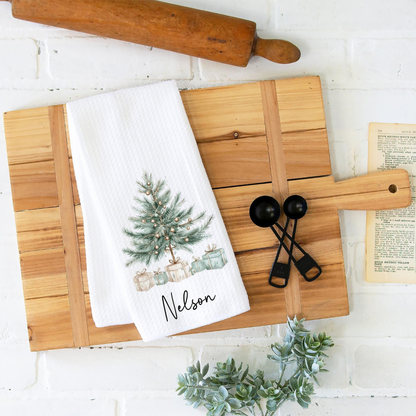 Personalized Christmas Tree Towel, Merry Christmas Waffle Weave Dish Towel, Holiday Tea Towel Kitchen Decoration, Gift for Newlyweds 825b9d2d-06f0-4749-963f-225e97c53e0e-3.png