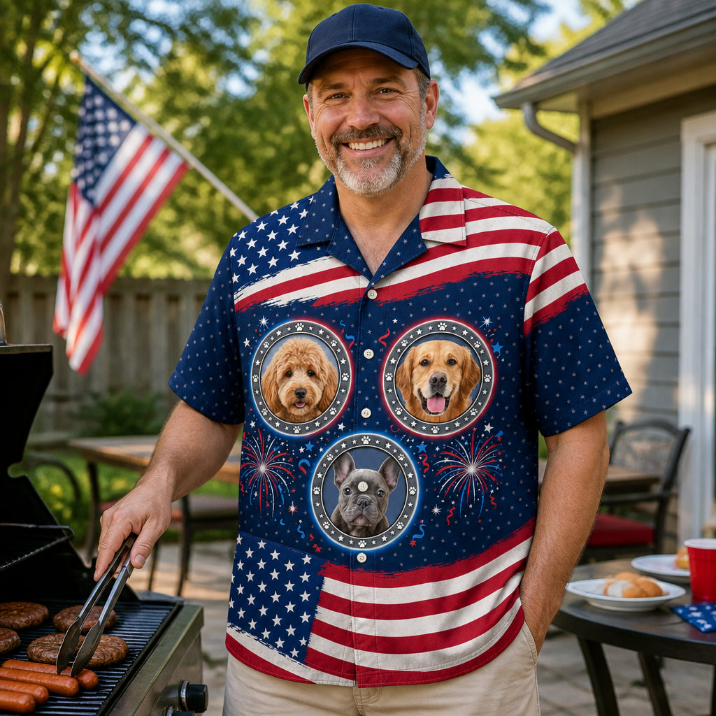 Patriotic Paws Photo Hawaiian Shirt - Lifestyle 1
