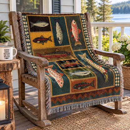 Rustic Mountain Fish Woven Blanket, Western Lodge Trout & Salmon Throw, Country Cabin Tapestry, Fishing Lover Home Decor 833f6387-e473-4c9d-844e-bd6cb9e6daa2-l4.png