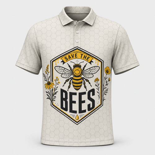Save The Bees Hex Badge Polo - Polo shirt - All over printed 837b8168-ae0b-4249-8adb-4e28b304289b.png