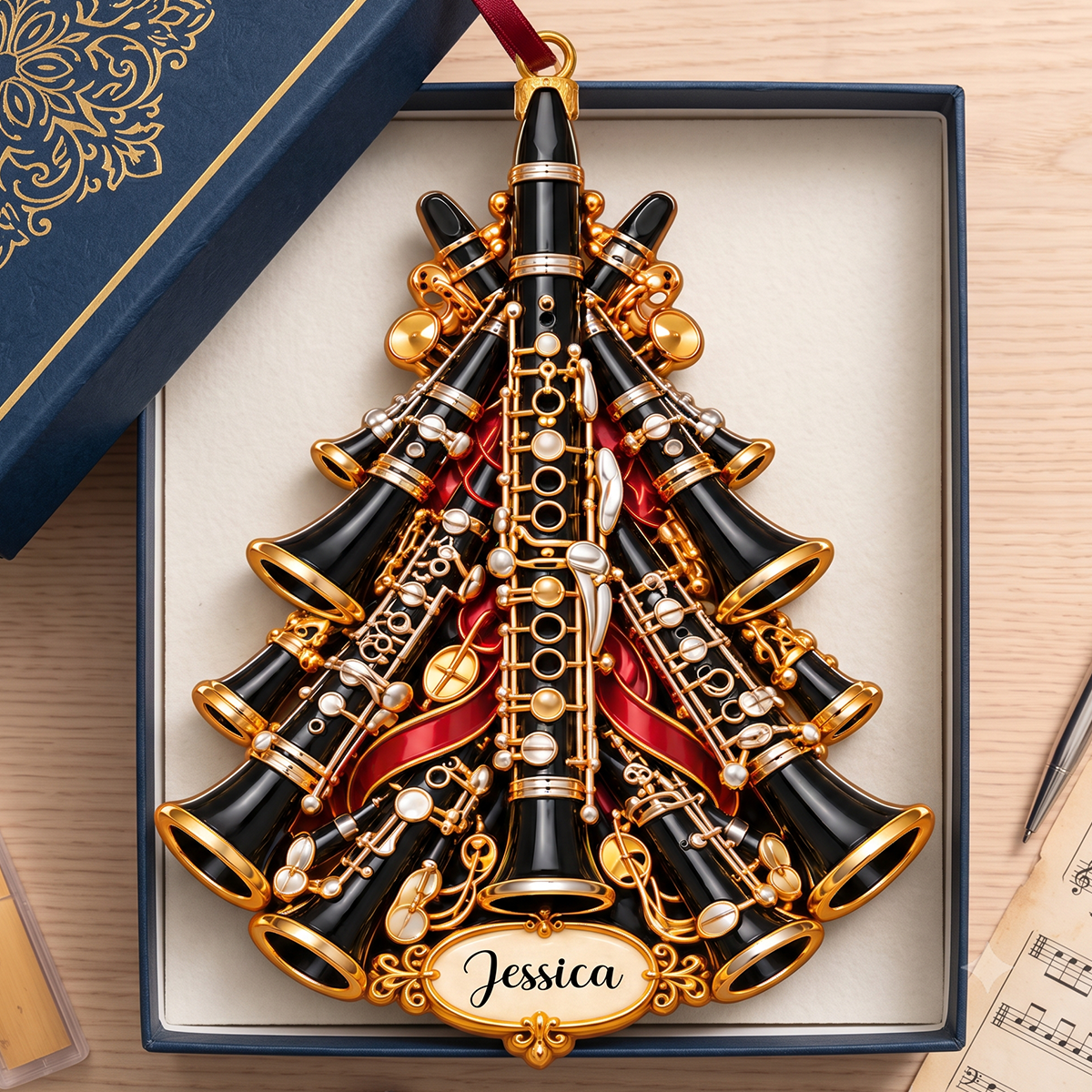 Personalized Clarinet Acrylic Christmas Ornament, Gift For Clarinet Players 838aa6de-3808-43d1-b4e7-fe44581f9920-5.png