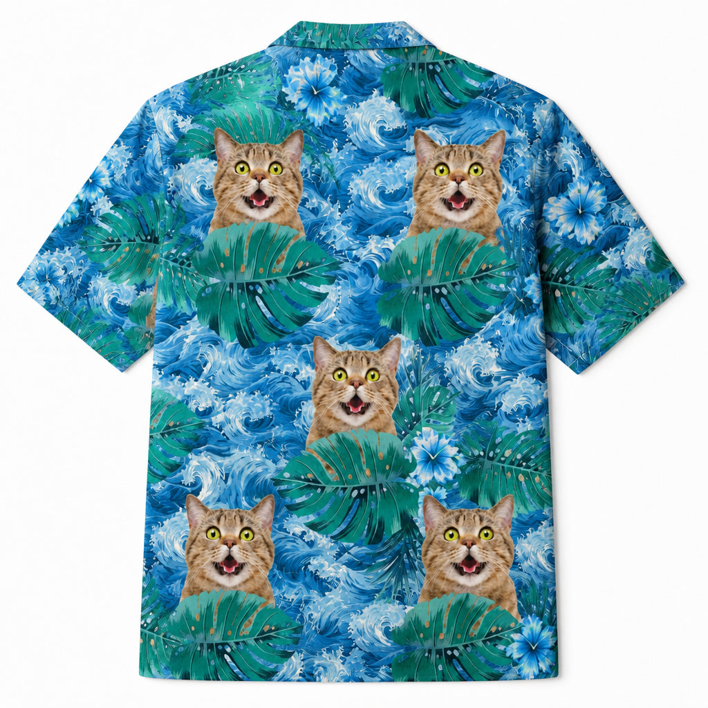 Custom Human Face Tropical Hawaiian - Back view