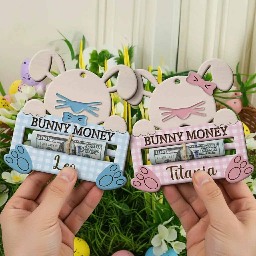 Bunny Money Holder - Personalized 2-Layered Wooden Ornament