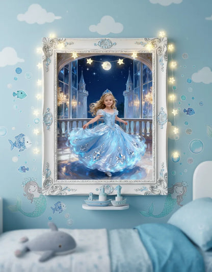 Personalized Princess Portrait Custom Fairy Tale Girl Poster Canvas