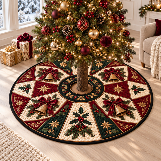 Vintage Nutcracker Quilted Christmas Tree Skirt, Red Bow Holly Round Mat, Farmhouse Holiday Decor 85215d62-6935-4644-8fd1-6cddc1f32172-banner-1.png