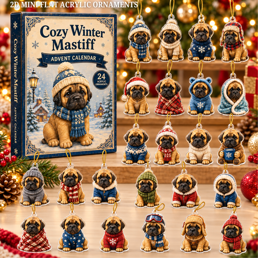 Cozy Winter Mastiff Advent Calendar 2026 - 24-Day Festive Countdown, Acrylic Charms Blind Box - Gift For Mastiff Lovers 85ca3395-3cea-4ec6-baf1-50a7399d40d6-mastiff-text-1.png