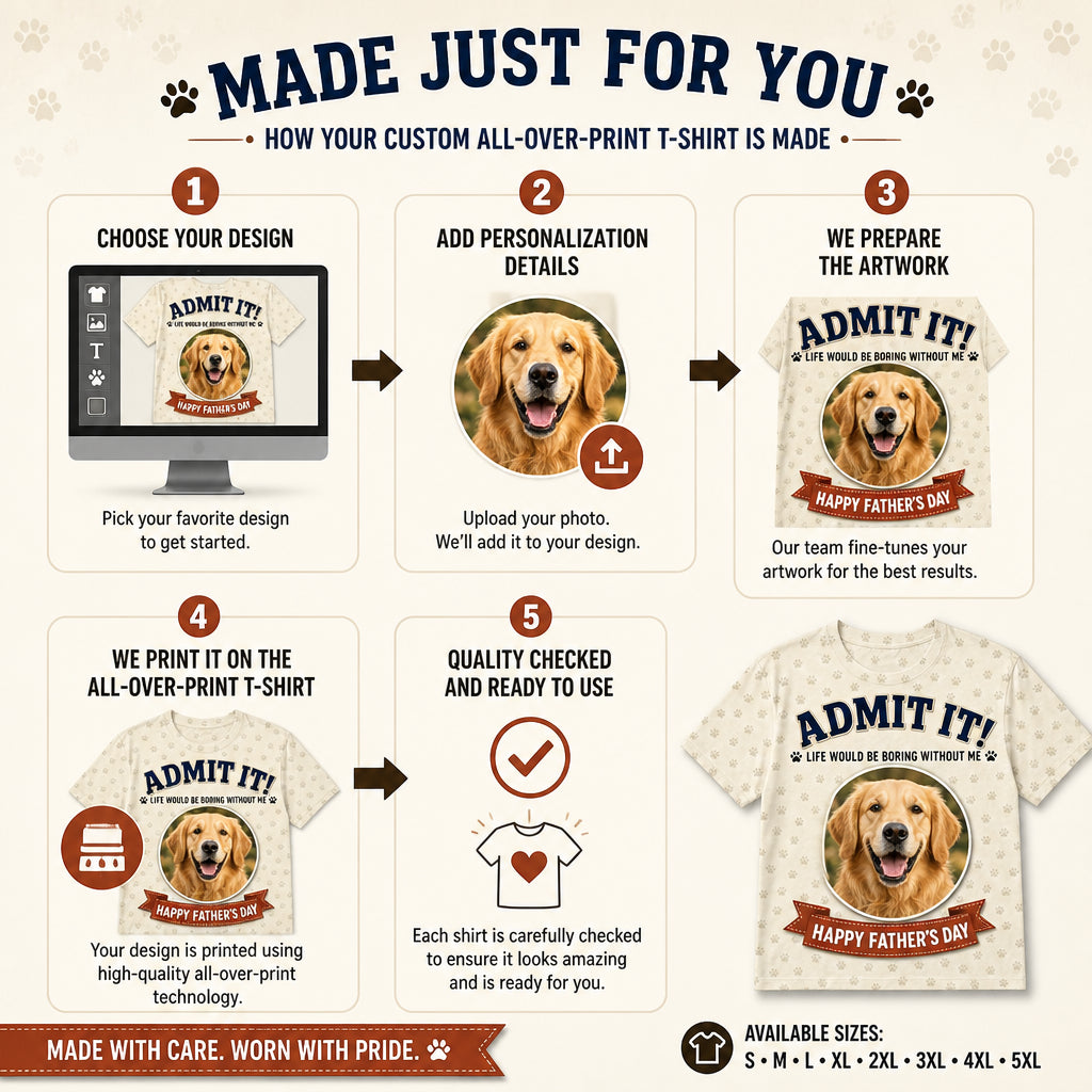 Admit It – Dog Photo Father’s Day AOP Tee - How to customize