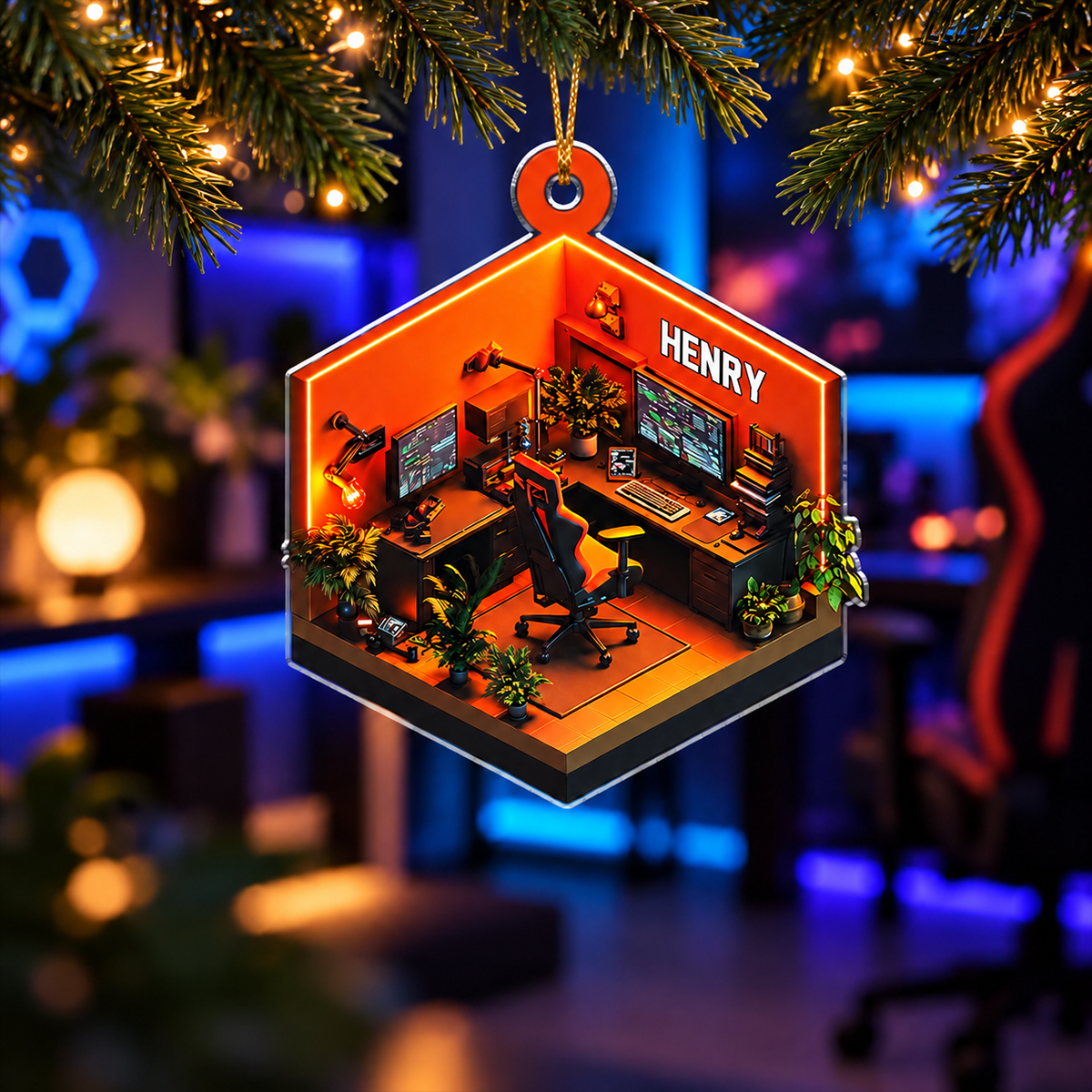 Gaming Room Setup Decor - Custom Gamer Christmas Gift - Gamer Boy Ornament 8705ef3d-4918-44b7-b90d-5fff12f32b4d-4.png
