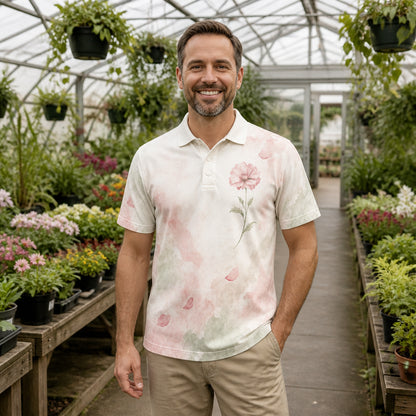 Blush Botanical Watercolor Polo - Polo shirt - All over printed 8791fb67-cf02-408a-89ec-6428edede12a.jpg