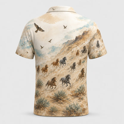 Wild Horses Watercolor AOP Polo - Polo shirt - All over printed 8873d414-21b2-4085-bd4f-cc53d2e50fe8.jpg